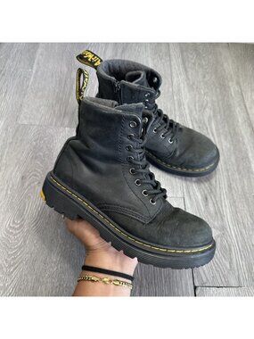 Doc Martens Black Boots Kids Size 2 Leather Lace Up Junior 1460 J Shoes Docs